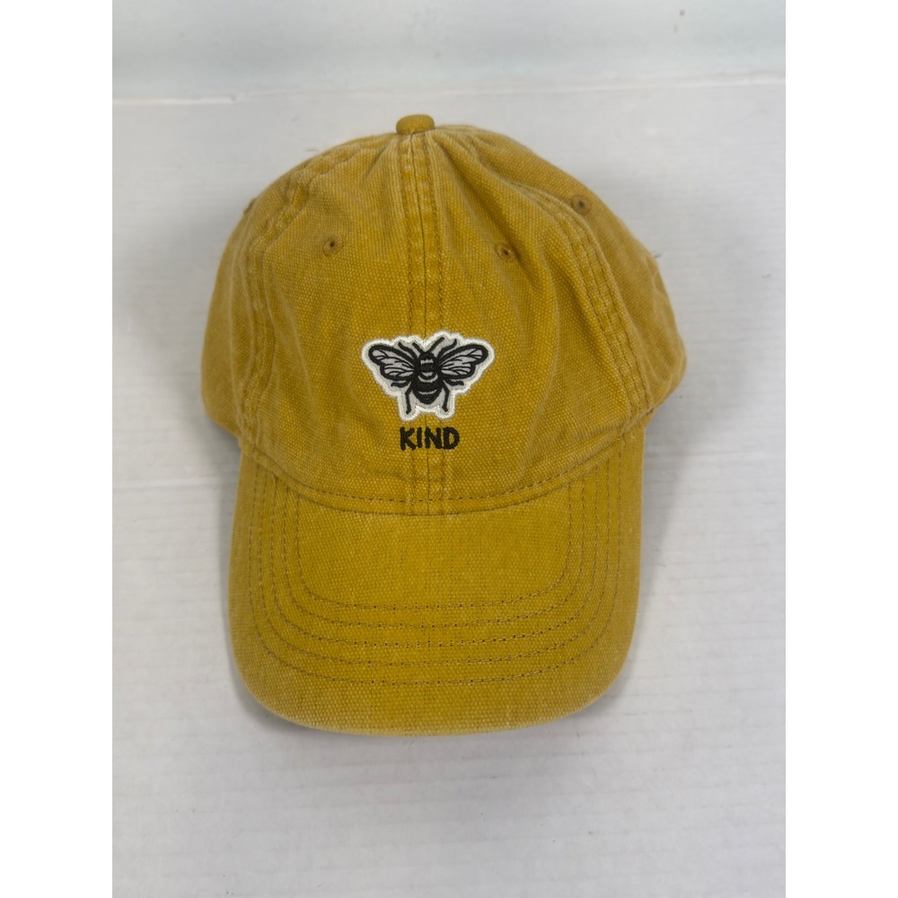Bee Kind Baseball Cap Unisex OSFM Yellow Embroidered Canvas Honeybee